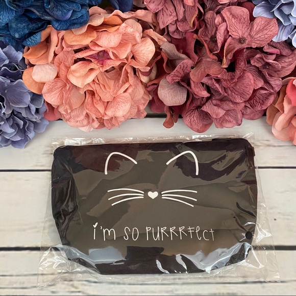 Black Cat Cosmetic Makeup Toiletry Bag Clutch - Picture 12 of 13